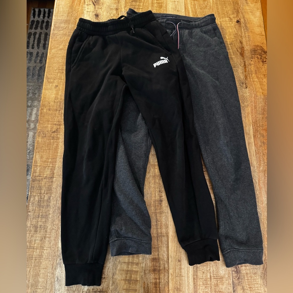 Puma Men's Black and Charcoal Sweatpants Joggers